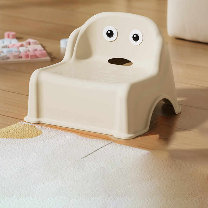 Modern Minimalist Curved Kids' Stool – Low, Armless, Backless Design in PP & PVC for Living Room
