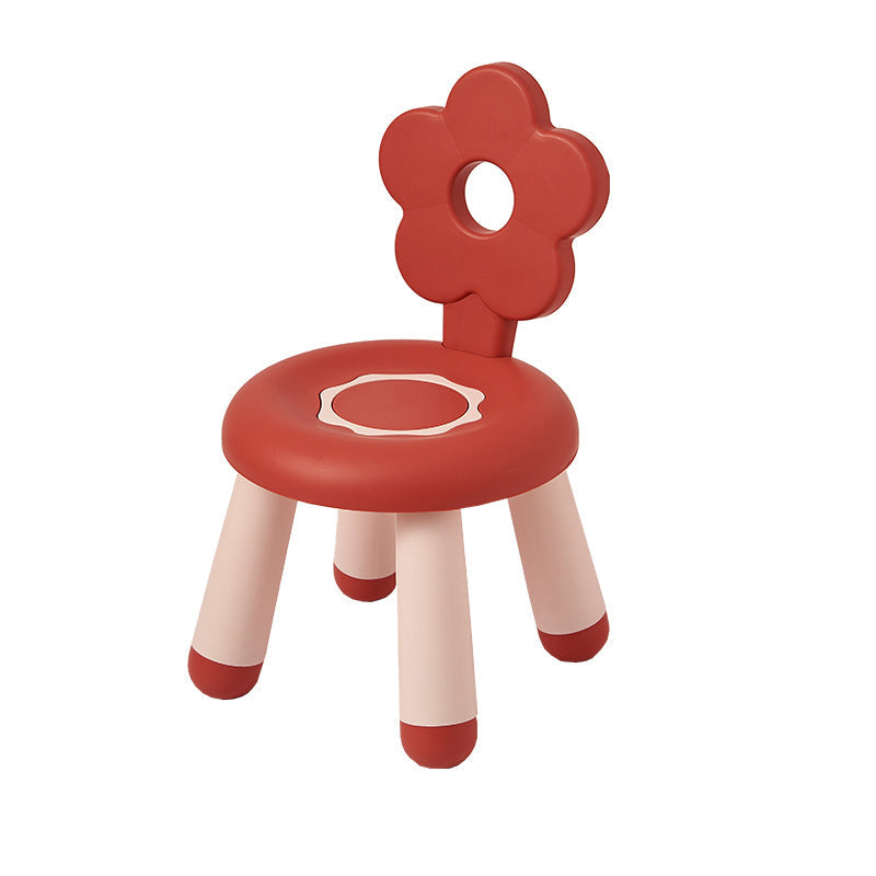 Contemporary Flower-Shaped PP Kids' Low Stool, Armless, for Living Room