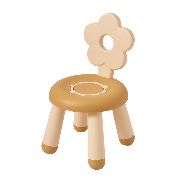 Contemporary Flower-Shaped PP Kids' Low Stool, Armless, for Living Room