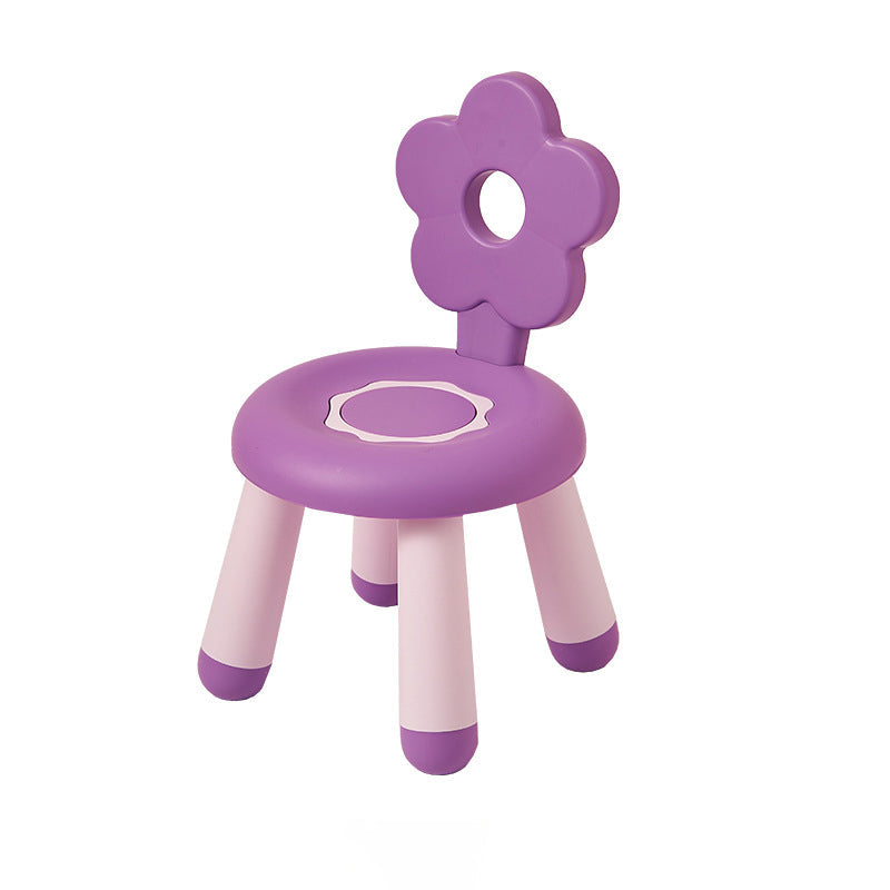 Contemporary Flower-Shaped PP Kids' Low Stool, Armless, for Living Room