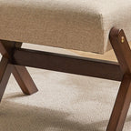 Modern Minimalist Rectangle X-Shape Stool with Solid Wood Frame, Cotton-Linen Fabric Upholstery, Low-Profile Living Room Accent