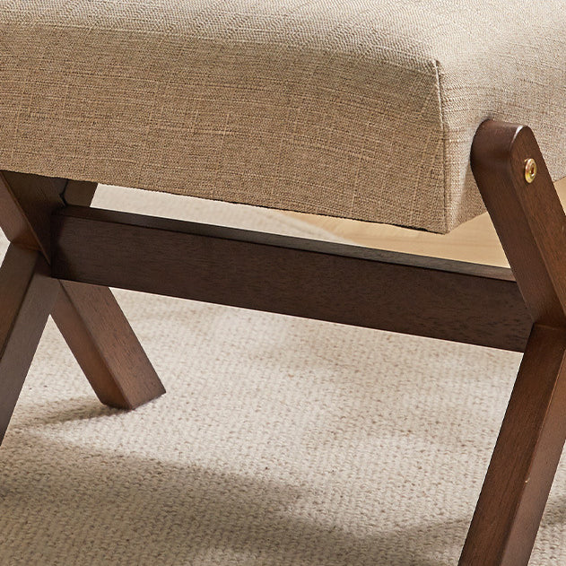 Modern Minimalist Rectangle X-Shape Stool with Solid Wood Frame, Cotton-Linen Fabric Upholstery, Low-Profile Living Room Accent