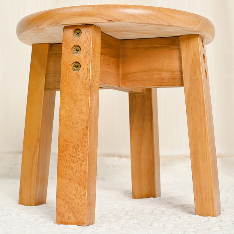 Traditional Chinese Round Solid Wood Low Stool for Living Room – Elegant, Durable Seating for Your Space