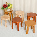 Traditional Chinese Round Solid Wood Low Stool for Living Room – Elegant, Durable Seating for Your Space