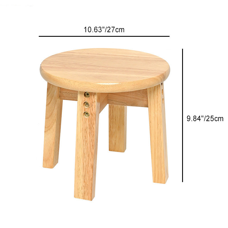 Traditional Chinese Round Solid Wood Low Stool for Living Room – Elegant, Durable Seating for Your Space