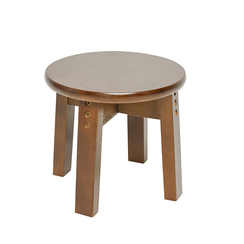 Traditional Chinese Round Solid Wood Low Stool for Living Room – Elegant, Durable Seating for Your Space