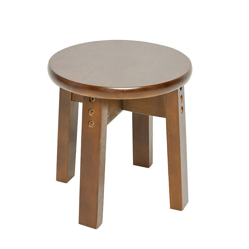 Traditional Chinese Round Solid Wood Low Stool for Living Room – Elegant, Durable Seating for Your Space