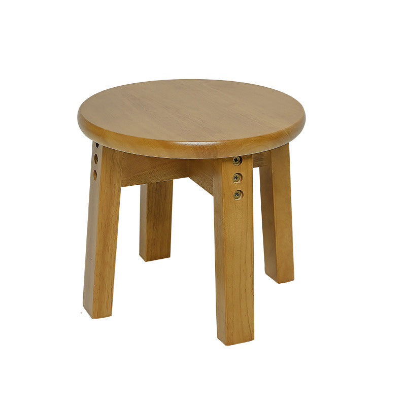 Traditional Chinese Round Solid Wood Low Stool for Living Room – Elegant, Durable Seating for Your Space