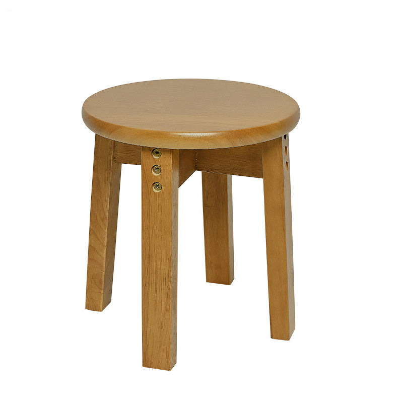 Traditional Chinese Round Solid Wood Low Stool for Living Room – Elegant, Durable Seating for Your Space