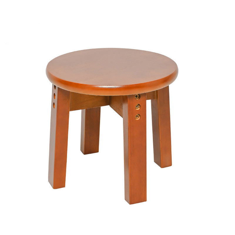 Traditional Chinese Round Solid Wood Low Stool for Living Room – Elegant, Durable Seating for Your Space