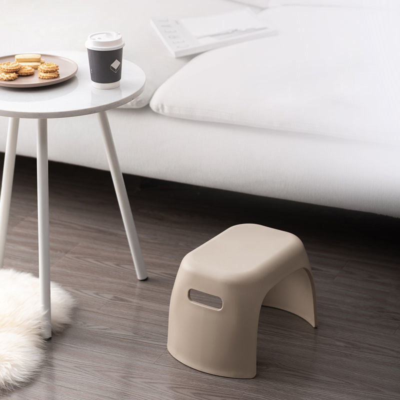 Sleek Modern Minimalist Rectangular Low Stool with Non-Slip Plastic Base for Living Room