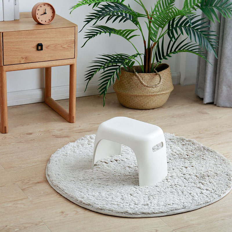 Sleek Modern Minimalist Rectangular Low Stool with Non-Slip Plastic Base for Living Room