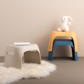 Sleek Modern Minimalist Rectangular Low Stool with Non-Slip Plastic Base for Living Room