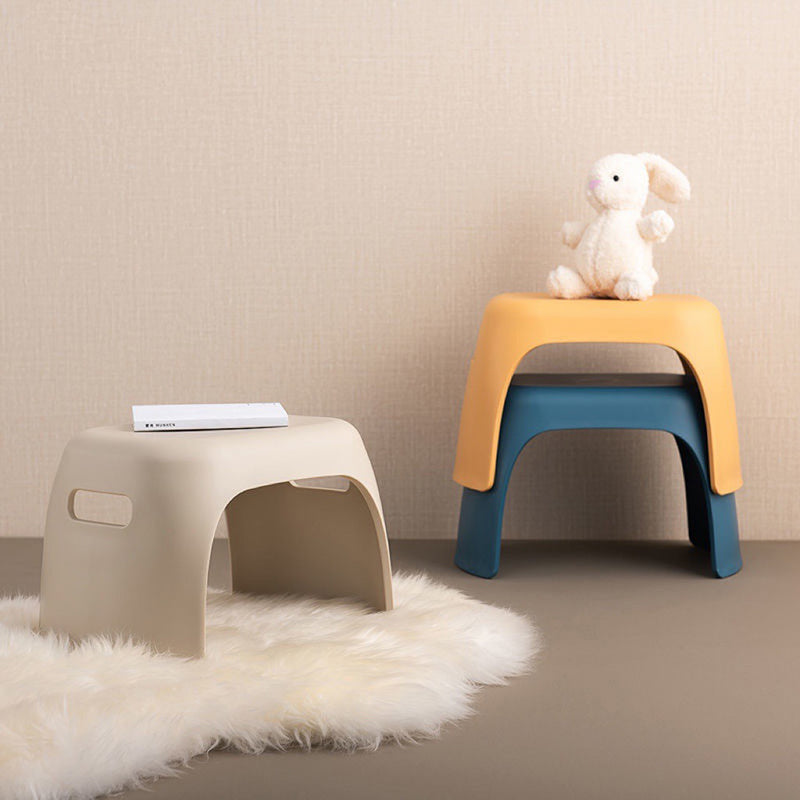 Sleek Modern Minimalist Rectangular Low Stool with Non-Slip Plastic Base for Living Room