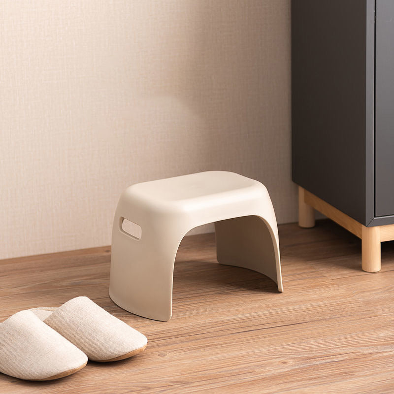 Sleek Modern Minimalist Rectangular Low Stool with Non-Slip Plastic Base for Living Room