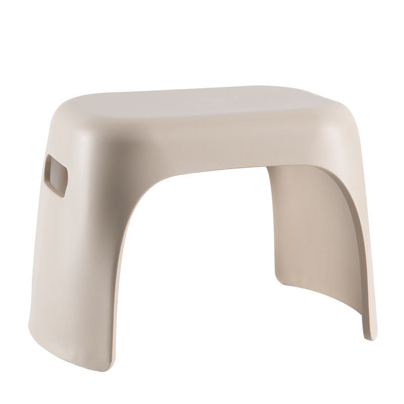 Sleek Modern Minimalist Rectangular Low Stool with Non-Slip Plastic Base for Living Room