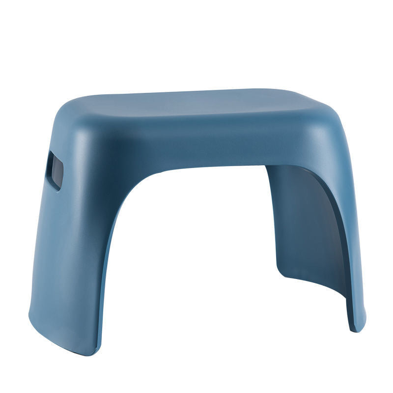 Sleek Modern Minimalist Rectangular Low Stool with Non-Slip Plastic Base for Living Room