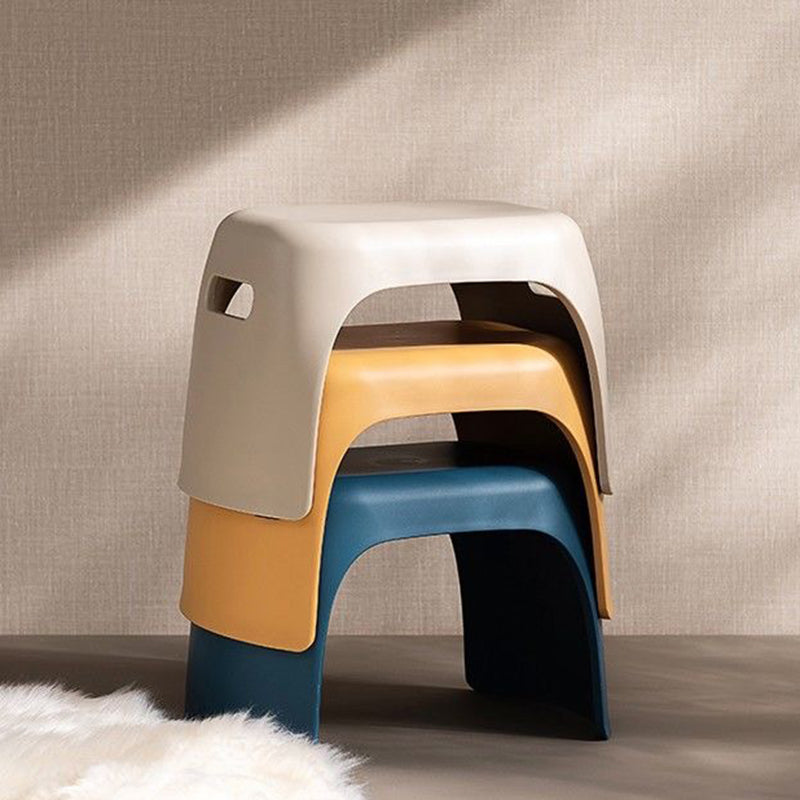 Sleek Modern Minimalist Rectangular Low Stool with Non-Slip Plastic Base for Living Room