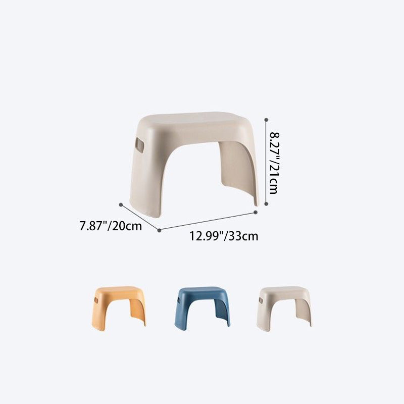 Sleek Modern Minimalist Rectangular Low Stool with Non-Slip Plastic Base for Living Room
