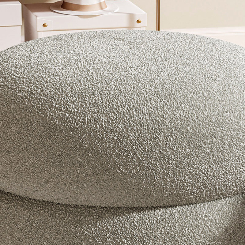 Contemporary Multi-Level Round Sherpa Fabric Stool with Plywood Frame – Low-Profile Living Room Accent