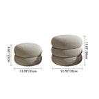 Contemporary Multi-Level Round Sherpa Fabric Stool with Plywood Frame – Low-Profile Living Room Accent