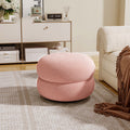 Contemporary Multi-Level Round Sherpa Fabric Stool with Plywood Frame – Low-Profile Living Room Accent