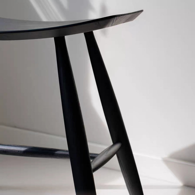 Taburete bajo rectangular moderno escandinavo de madera de fresno para salón
