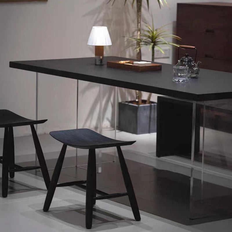 Taburete bajo rectangular moderno escandinavo de madera de fresno para salón