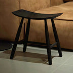 Taburete bajo rectangular moderno escandinavo de madera de fresno para salón