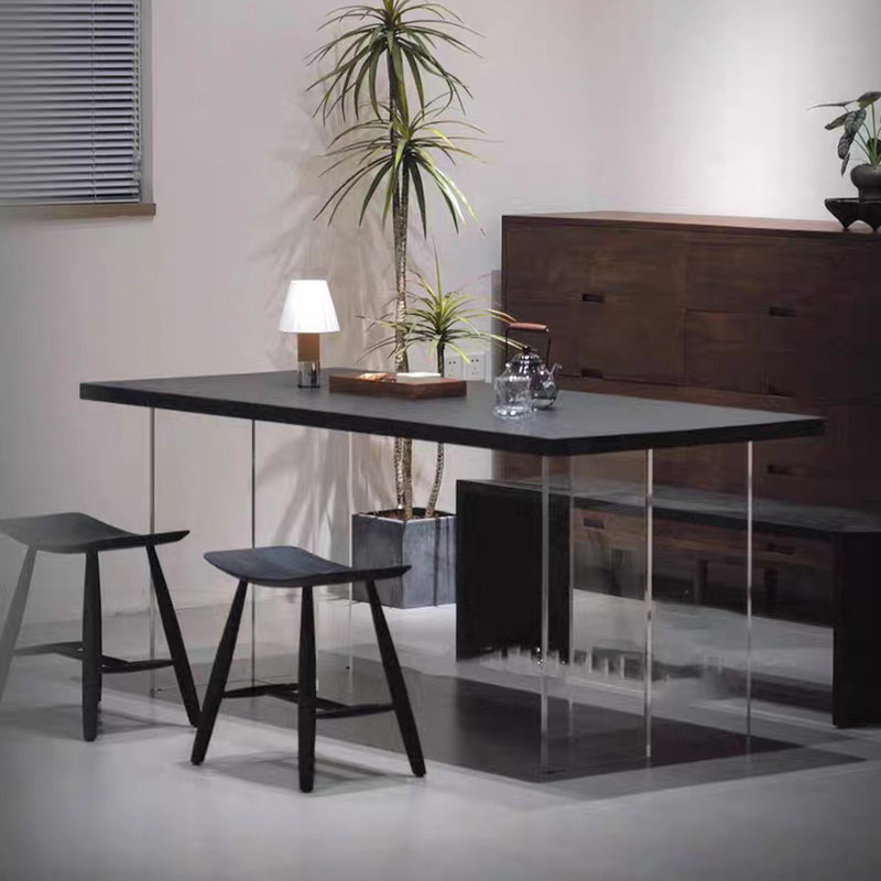 Taburete bajo rectangular moderno escandinavo de madera de fresno para salón