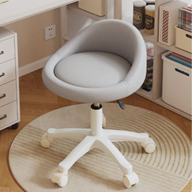 Contemporary Scandinavian Round Microfiber Leather PP Movable Height-Adjustable Vanity Stool For Bedroom