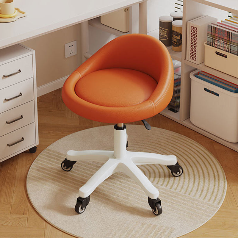 Contemporary Scandinavian Round Microfiber Leather PP Movable Height-Adjustable Vanity Stool For Bedroom