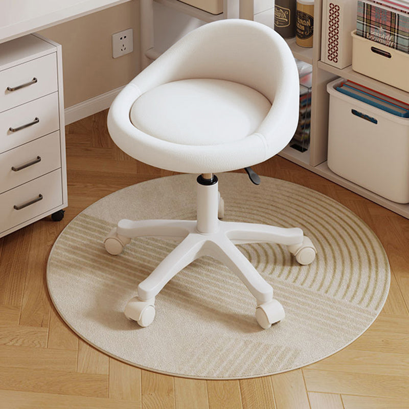 Contemporary Scandinavian Round Microfiber Leather PP Movable Height-Adjustable Vanity Stool For Bedroom