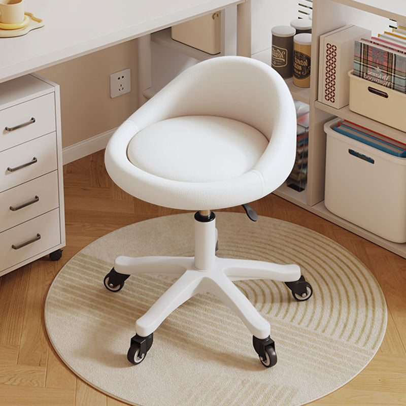 Contemporary Scandinavian Round Microfiber Leather PP Movable Height-Adjustable Vanity Stool For Bedroom
