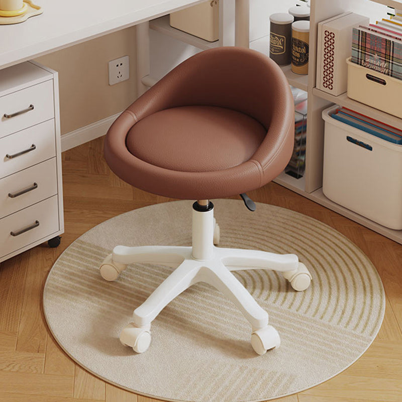 Contemporary Scandinavian Round Microfiber Leather PP Movable Height-Adjustable Vanity Stool For Bedroom