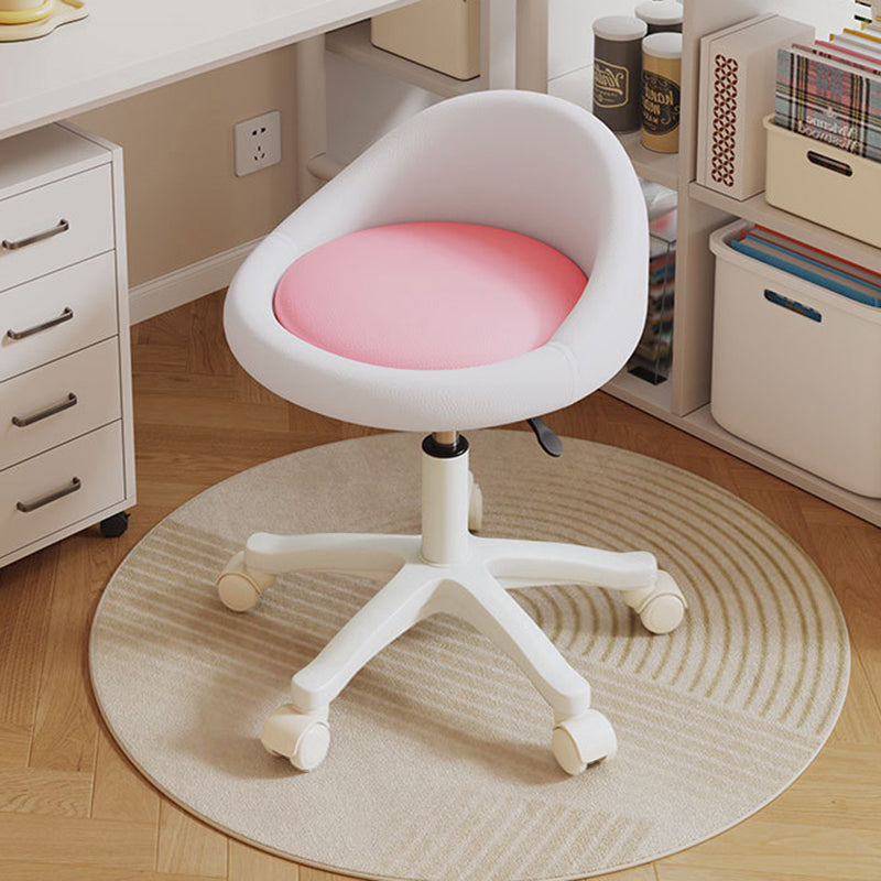 Contemporary Scandinavian Round Microfiber Leather PP Movable Height-Adjustable Vanity Stool For Bedroom