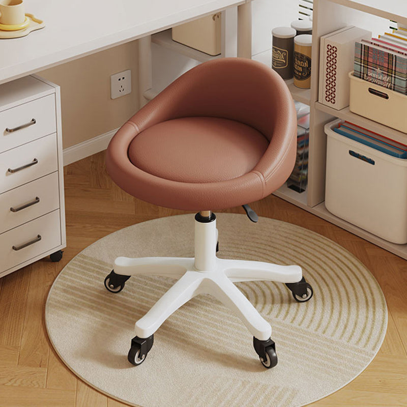 Contemporary Scandinavian Round Microfiber Leather PP Movable Height-Adjustable Vanity Stool For Bedroom