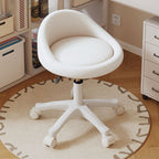 Contemporary Scandinavian Round Microfiber Leather PP Movable Height-Adjustable Vanity Stool For Bedroom