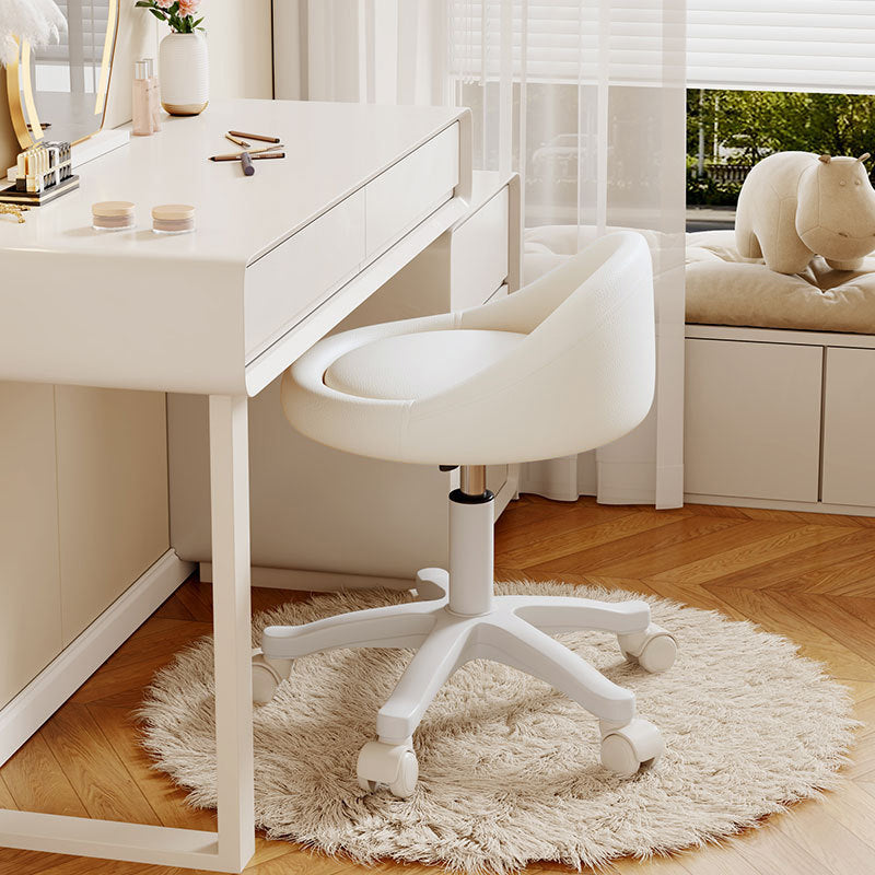 Contemporary Scandinavian Round Microfiber Leather PP Movable Height-Adjustable Vanity Stool For Bedroom