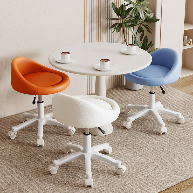 Contemporary Scandinavian Round Microfiber Leather PP Movable Height-Adjustable Vanity Stool For Bedroom