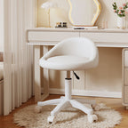 Contemporary Scandinavian Round Microfiber Leather PP Movable Height-Adjustable Vanity Stool For Bedroom