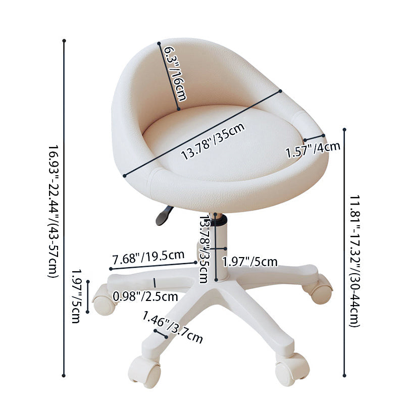Contemporary Scandinavian Round Microfiber Leather PP Movable Height-Adjustable Vanity Stool For Bedroom