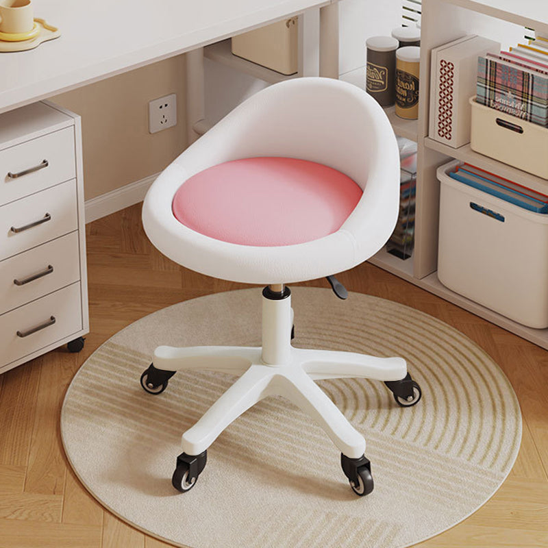 Contemporary Scandinavian Round Microfiber Leather PP Movable Height-Adjustable Vanity Stool For Bedroom