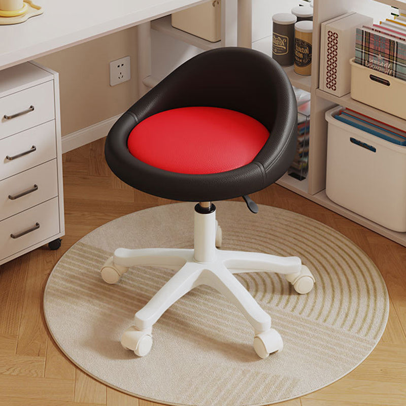 Contemporary Scandinavian Round Microfiber Leather PP Movable Height-Adjustable Vanity Stool For Bedroom