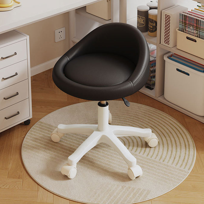 Contemporary Scandinavian Round Microfiber Leather PP Movable Height-Adjustable Vanity Stool For Bedroom