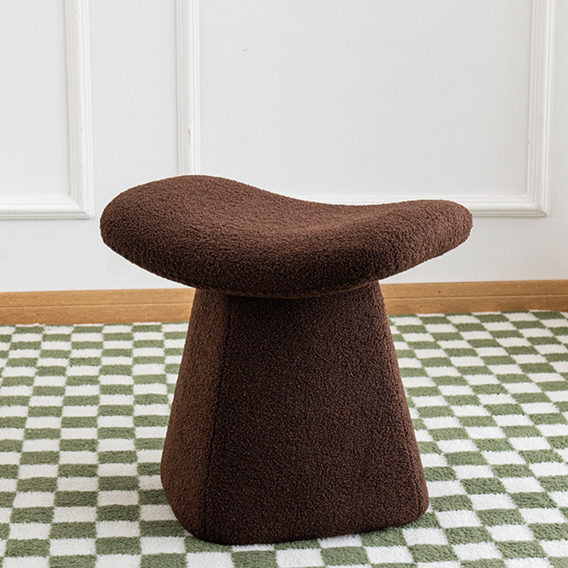 Contemporary Scandinavian Square Faux Shearling Low Stool for Kids — Plywood Construction, Living Room Ready