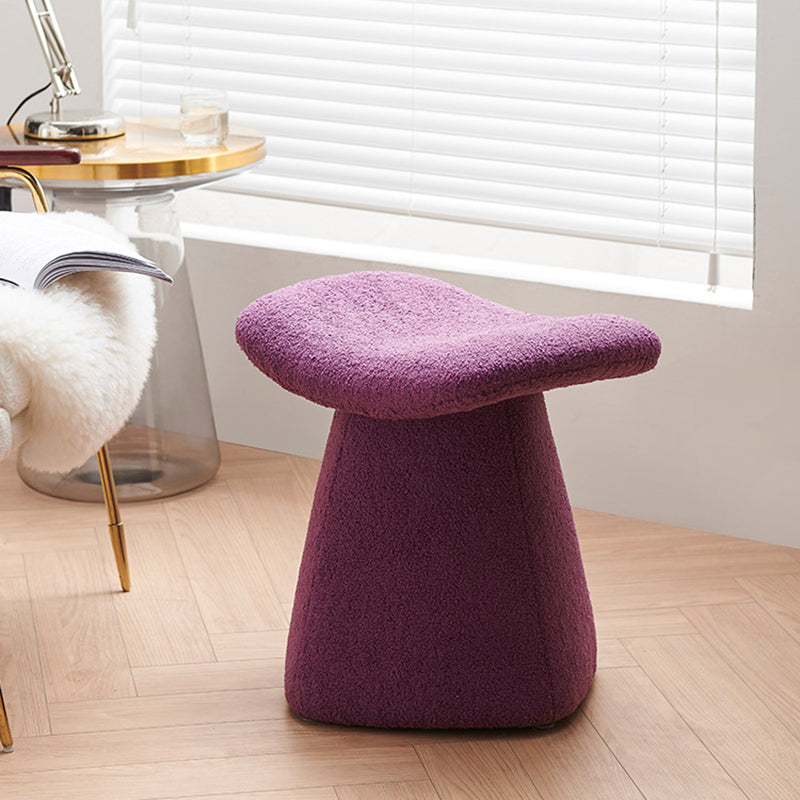 Contemporary Scandinavian Square Faux Shearling Low Stool for Kids — Plywood Construction, Living Room Ready