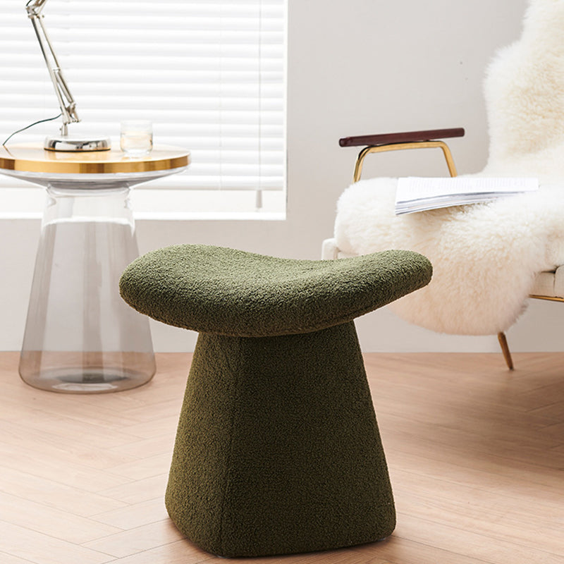 Contemporary Scandinavian Square Faux Shearling Low Stool for Kids — Plywood Construction, Living Room Ready