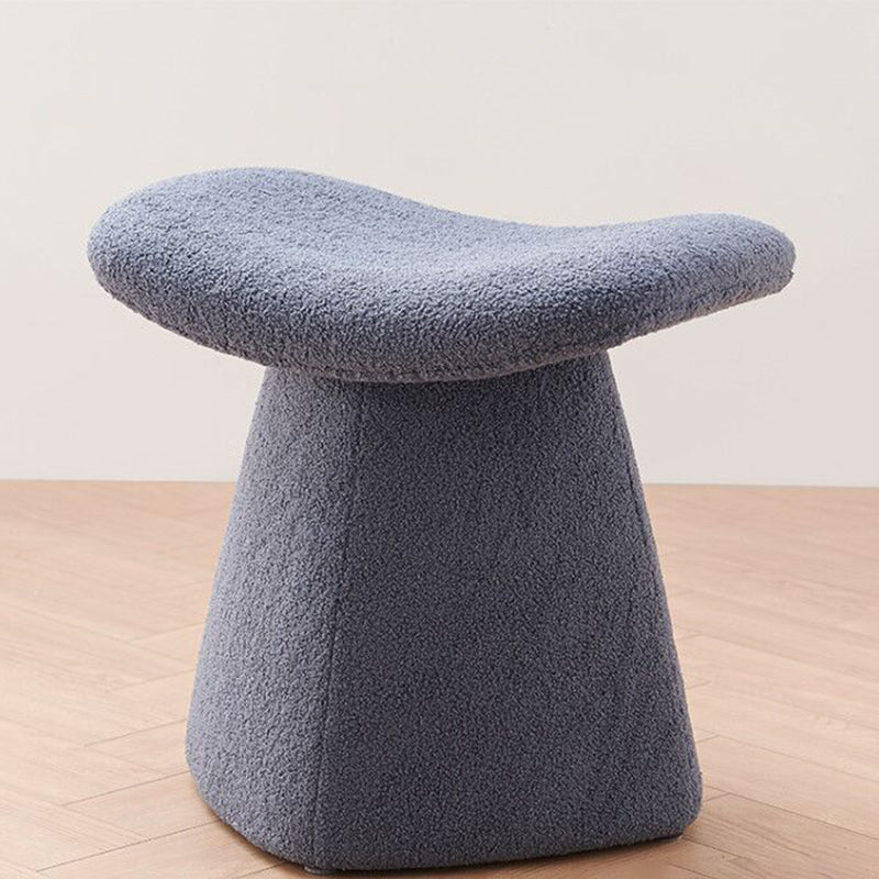 Contemporary Scandinavian Square Faux Shearling Low Stool for Kids — Plywood Construction, Living Room Ready