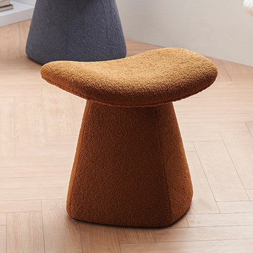 Contemporary Scandinavian Square Faux Shearling Low Stool for Kids — Plywood Construction, Living Room Ready